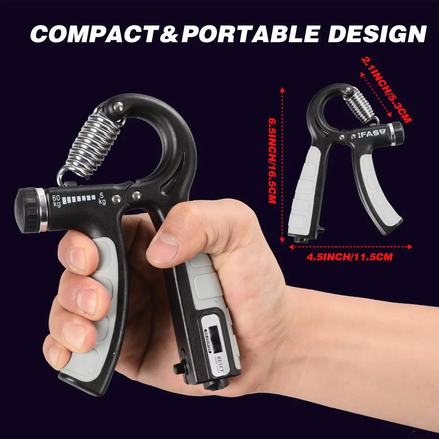 New Hand Grip Strengthener, Counting hand Grips Workout, Adjustable Resistance Strength Hand Grip 11-132 lbs, Hand Grip Strength