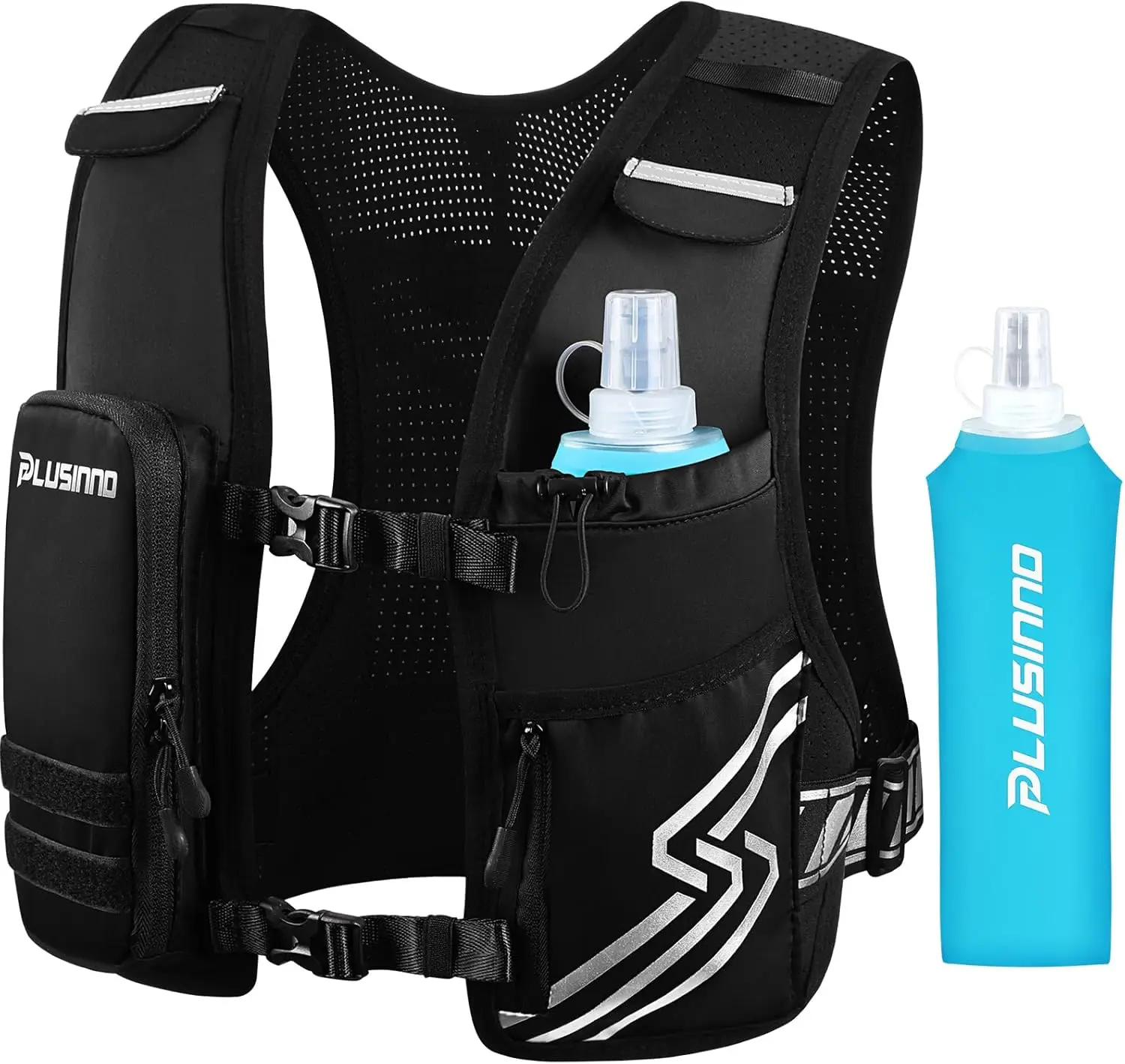 

Lightweight Running Hydration Vest with 500ml Flask & Phone Pocket, Adjustable Straps for Hiking