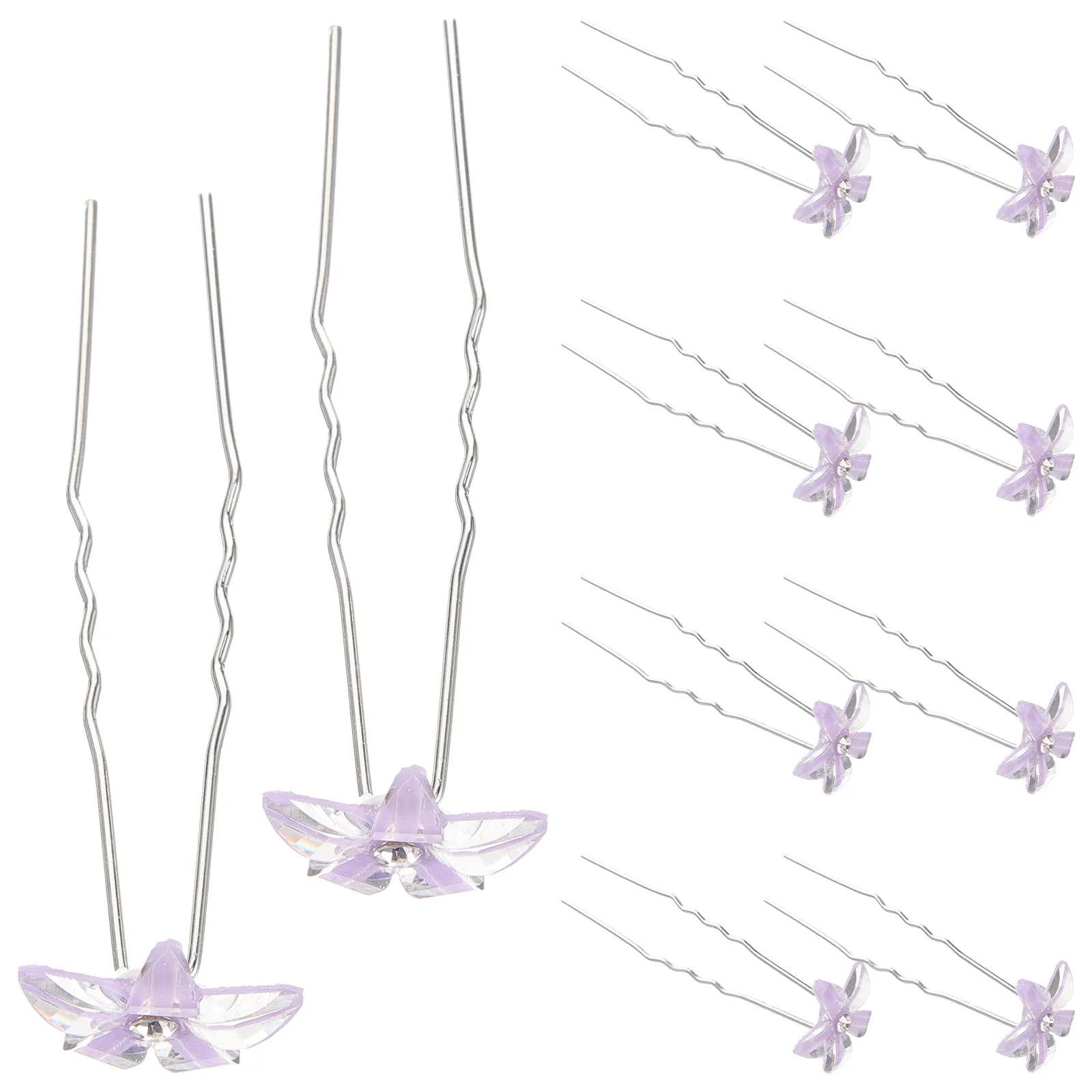 10 قطع من دبابيس الشعر على شكل زهرة من حجر الراين على شكل حرف U دبوس شعر لحفلات الزفاف وإكسسوارات شعر العروس للنساء دبوس شعر على شكل زهرة