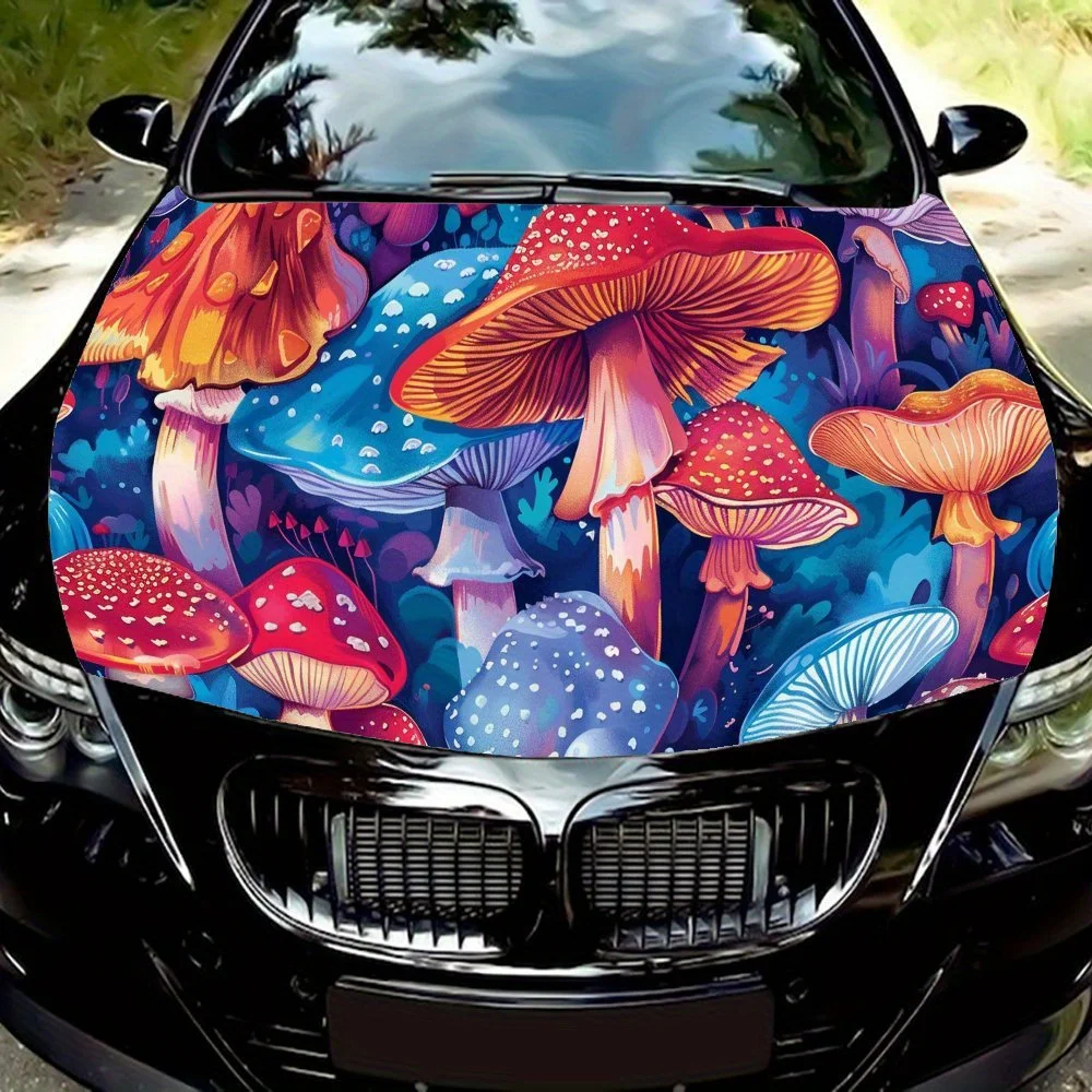 

Colorful - mushrooms Print Car hood stickers, waterproof self-adhesive car vinyl stickers, car decoration protection stickers, c