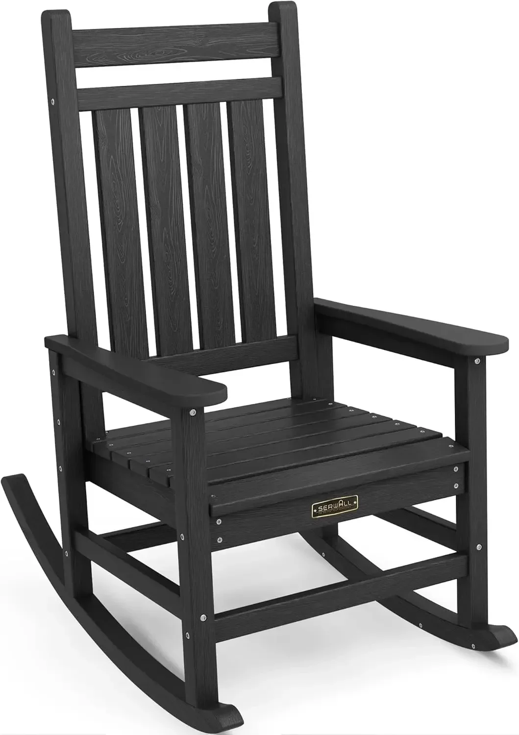 Oversized Rocking Chair, Outdoor Rocking Chair for Adults, All Weather Resistant Porch Rocker for Lawn Garden, Black