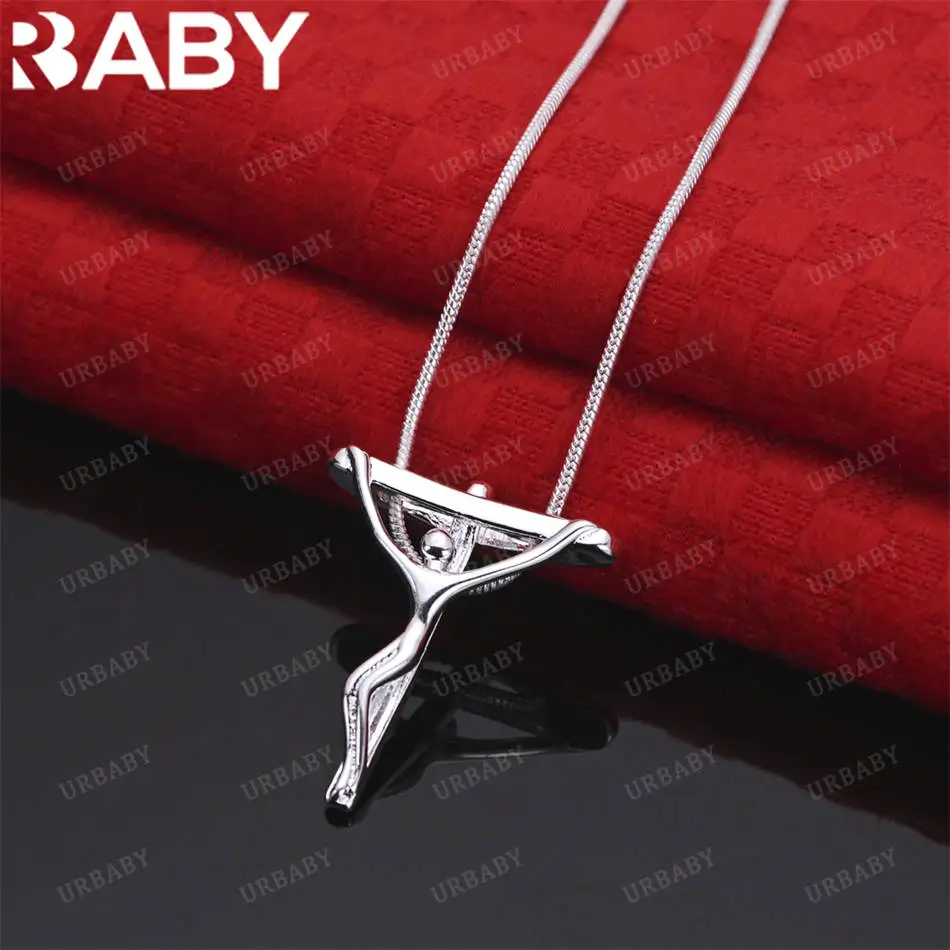 

URBABY 40-75cm 925 Sterling Silver Jesus Cross Pendant Necklace For Women Men Charm Trend Birthday Gifts Fashion Party