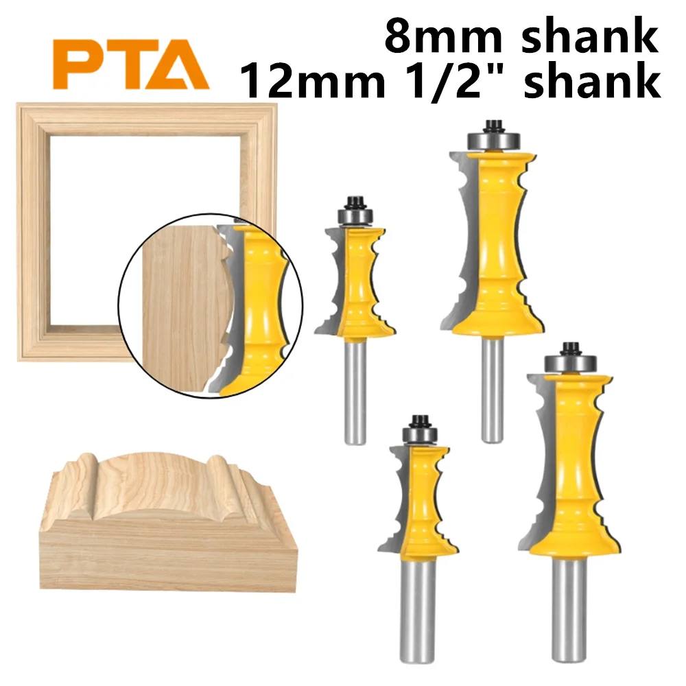 8mm 12mm 12.7mm Shank Crown Moulding Router Bit Mitered Door Drawer Woodworking Milling Cutter For Wood Handrail Line