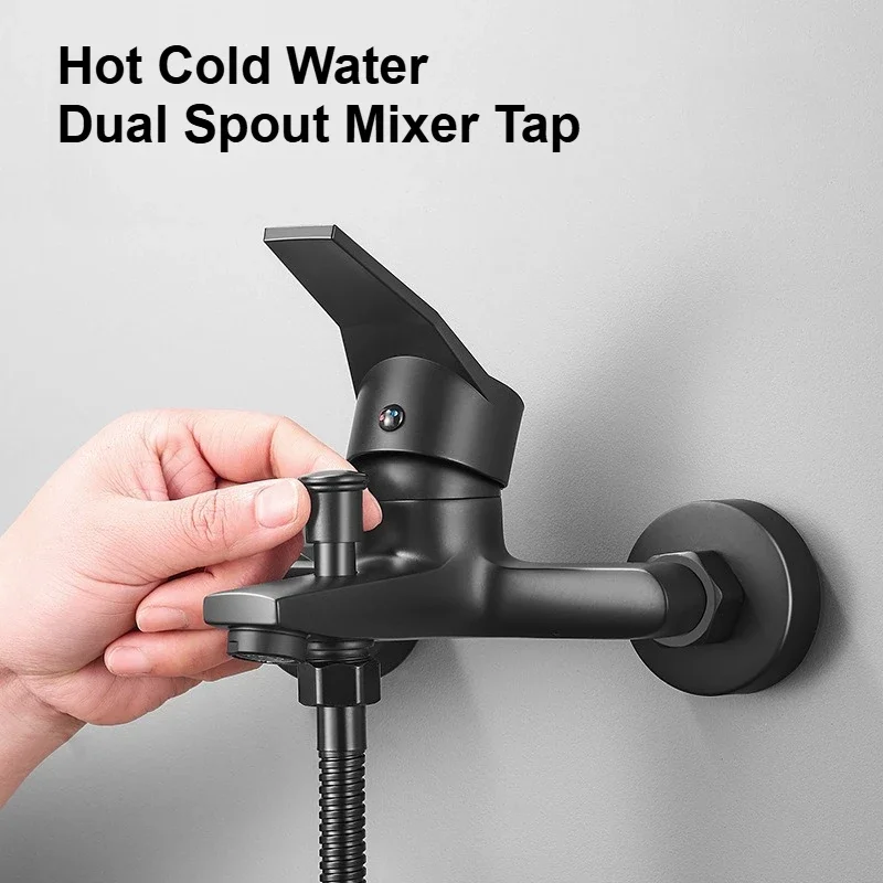 

Hot and Cold Water Tap Multifunctional Shower Mixer Faucet Wall Mounted Bathroom Faucets Dual Spout Splitter Bath Shower Faucet