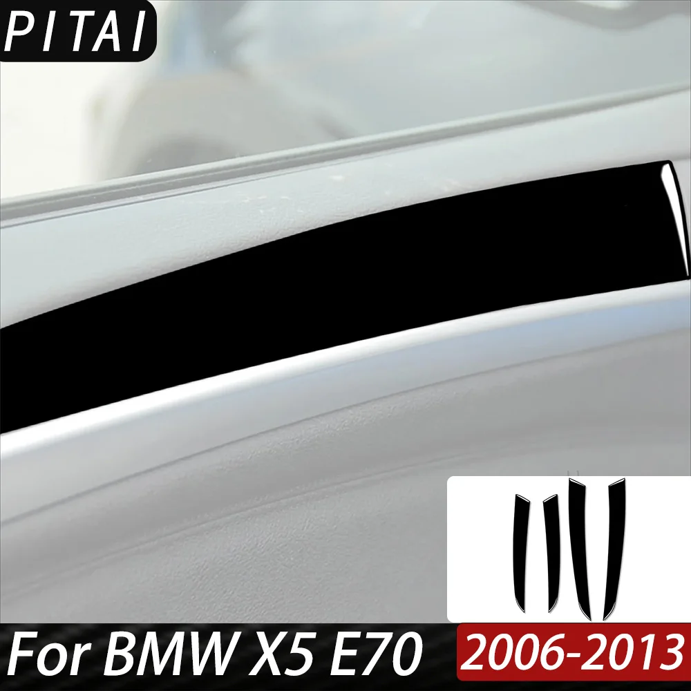 For BMW X5 E70 2006-2013 Piano Balck Window Lower Door Inner Panel Trim Strips Car Interior Decoration Accessories Sticker 4Pcs