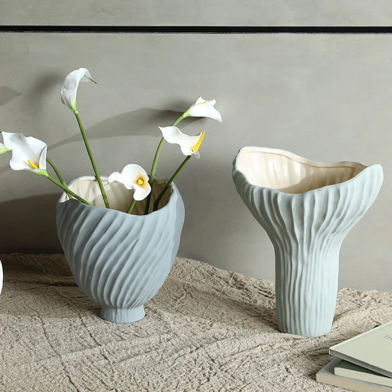 Wabi Sand Wind Simple Ceramic Art Vase Ornament, Home Decoration, Living Room Entrance Dried Flower Arrangement
