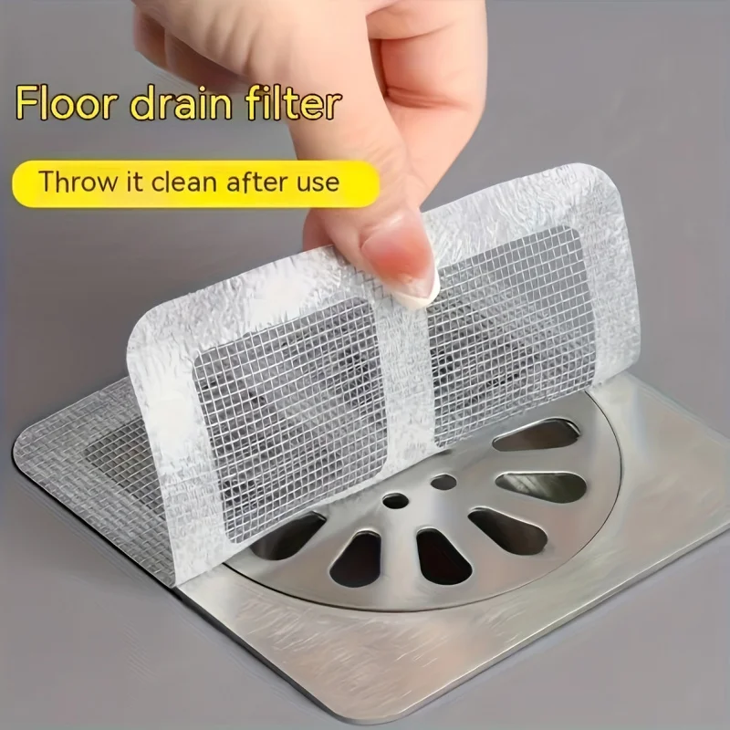 

48PCs disposable shower drain hair catcher, drain filter cover for bathroom tub and sink, floor strainer sticker, bathroom acces