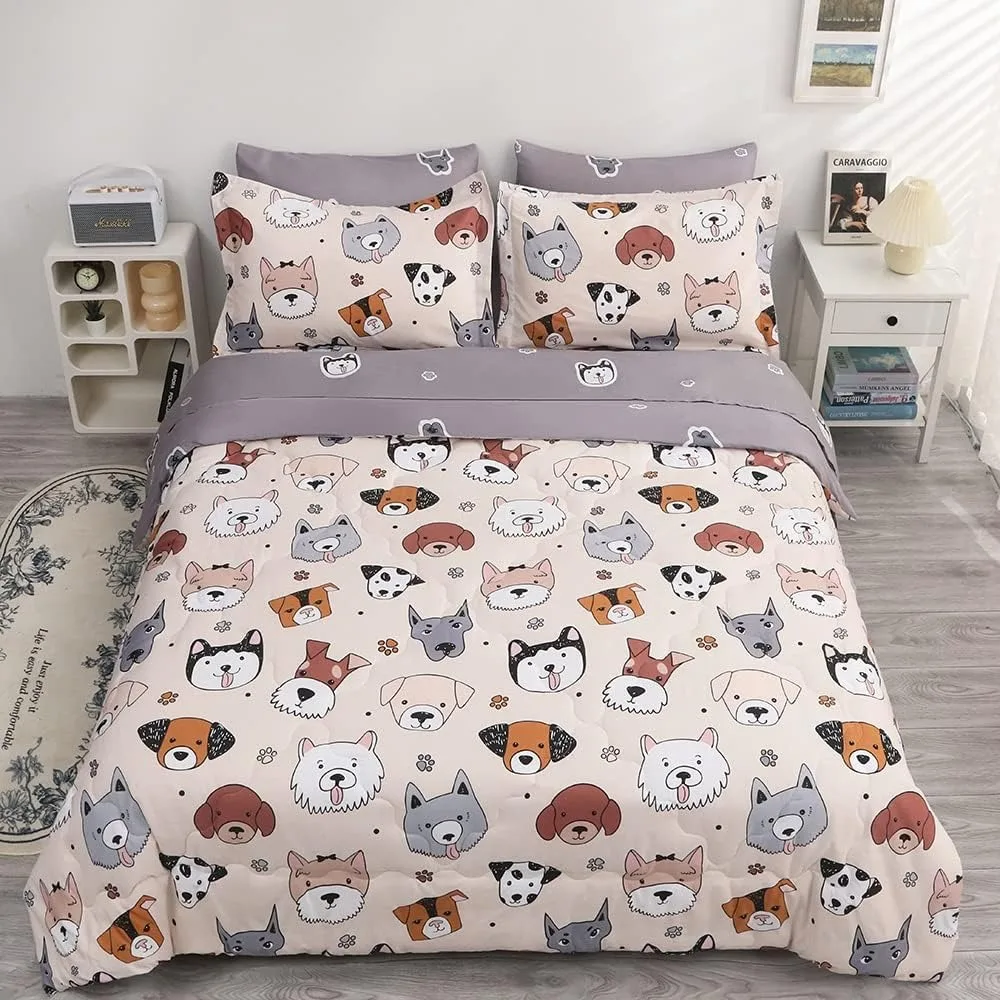 

Bedding Set Bed in A Bag for Boys Girls All Season, 7 Piece Kids Dog Comforter Full Size Cute Animal Dog, Bed Cover