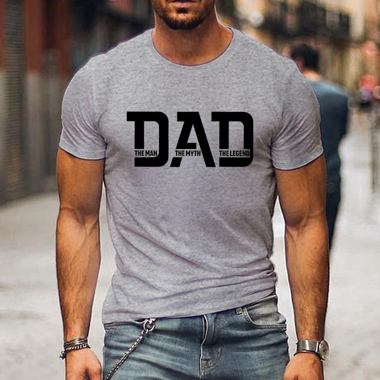 Loose Men T-shirts Summer Dad Print T Shirt Luminous Design Street Tshirts Short Sleeve Top Tee Daddy Men\'s Tee Shirts Clothing