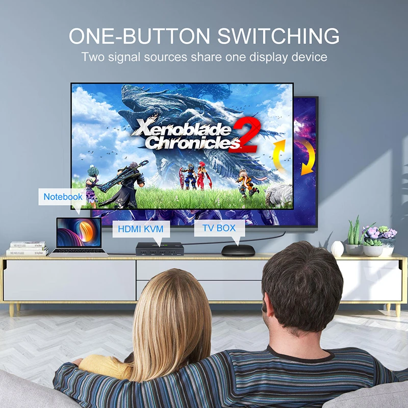 4Kx2K@30Hz TYPE-C/HDMI-compatible KVM switcher Internet Splitter Adapter HDMI-compatible sharing switch 2 In 1 Out Game switch