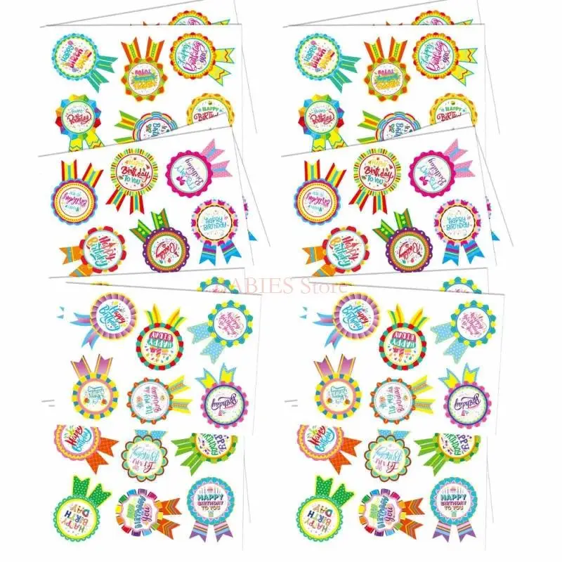 C9GB Set of 16 Sheets Colorful Birthday Party Stickers for Children Self Adhesive