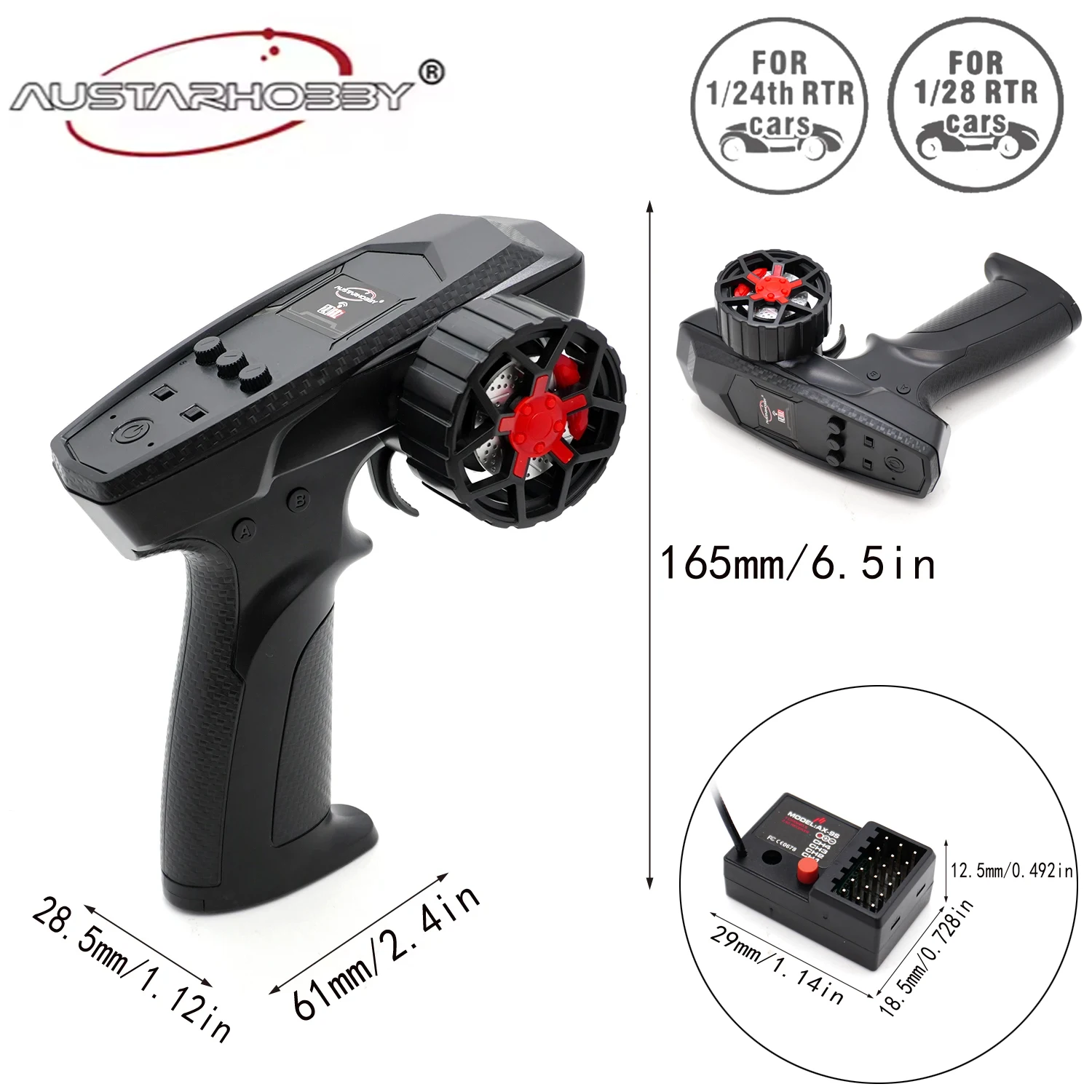 AUSTARHOBBY RC 2.4G 3CH الارسال و 4CH AX-9S استقبال العالمي RC تحكم ومجموعة الاستقبال ل 1/24 1/28 RC سيارة صغيرة #1