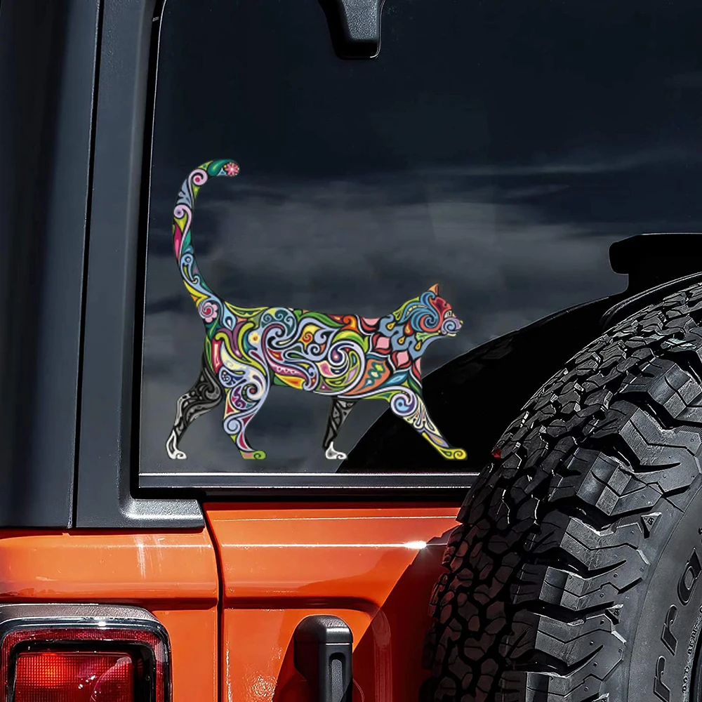 Cheerful Cat Pattern Car Sticker Decal Bumper Windshield Pickup Tailgate Bonnet Hood Auto Vehicle Vinyl Decor