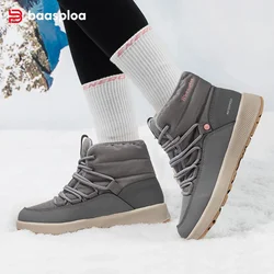 Baasploa, zapatos de algodón para mujer, nuevos zapatos de invierno antideslizantes con cordones para caminar, botas de nieve cálidas de felpa impermeables informales para mujer