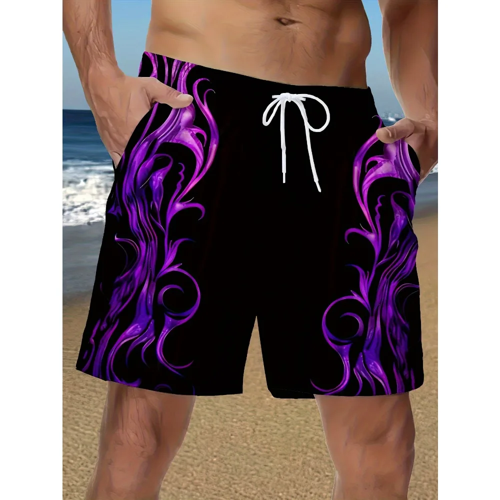 

New Summer 3D Print Unisex Plus Size Loose American Retro Street Style Breathable Quick-Drying Sports Shorts Beach Shorts