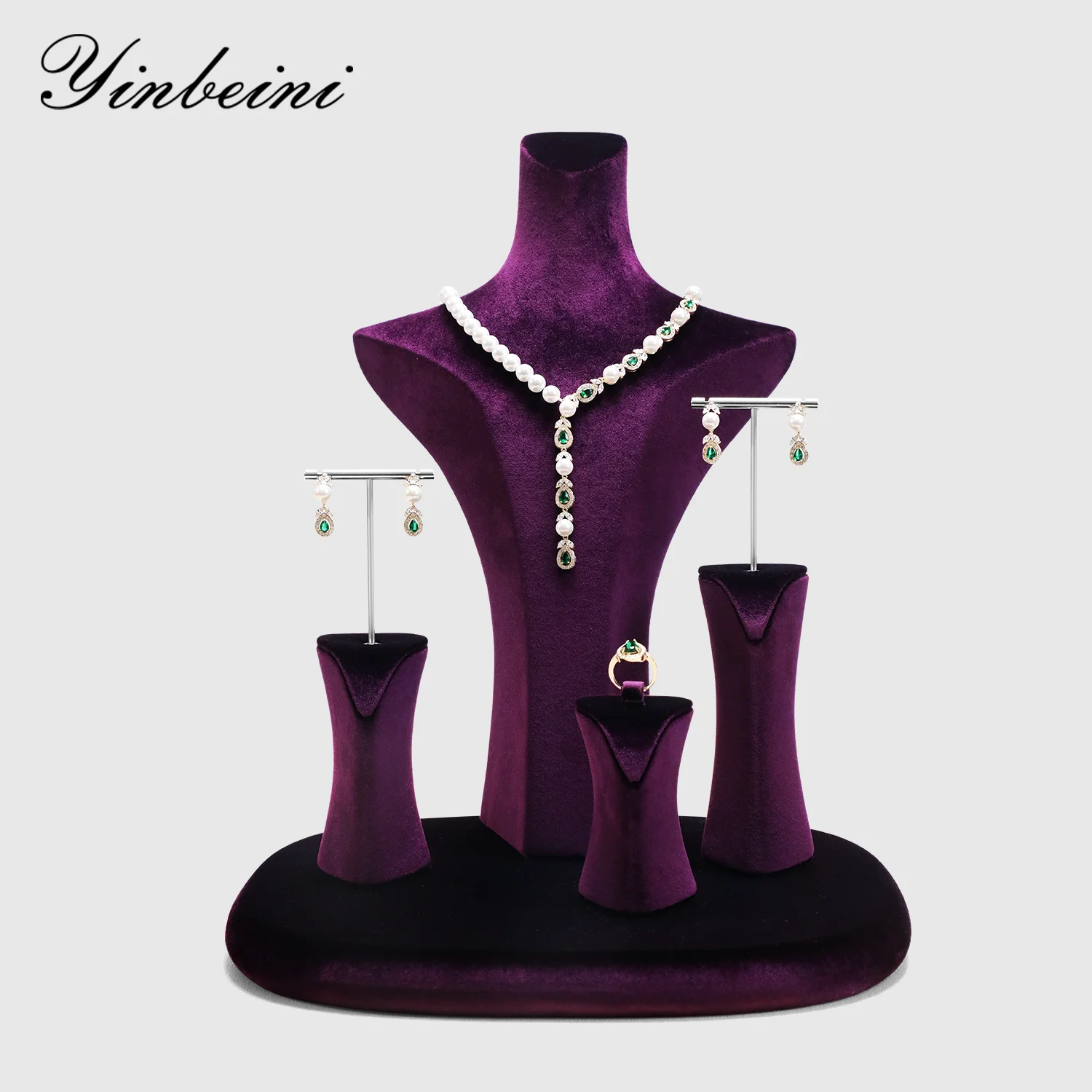 

Yinbeini Patented Portrait Necklace Display Props Velvet Jewelry Chest Display Stand Pendant Showcase Holder RB031