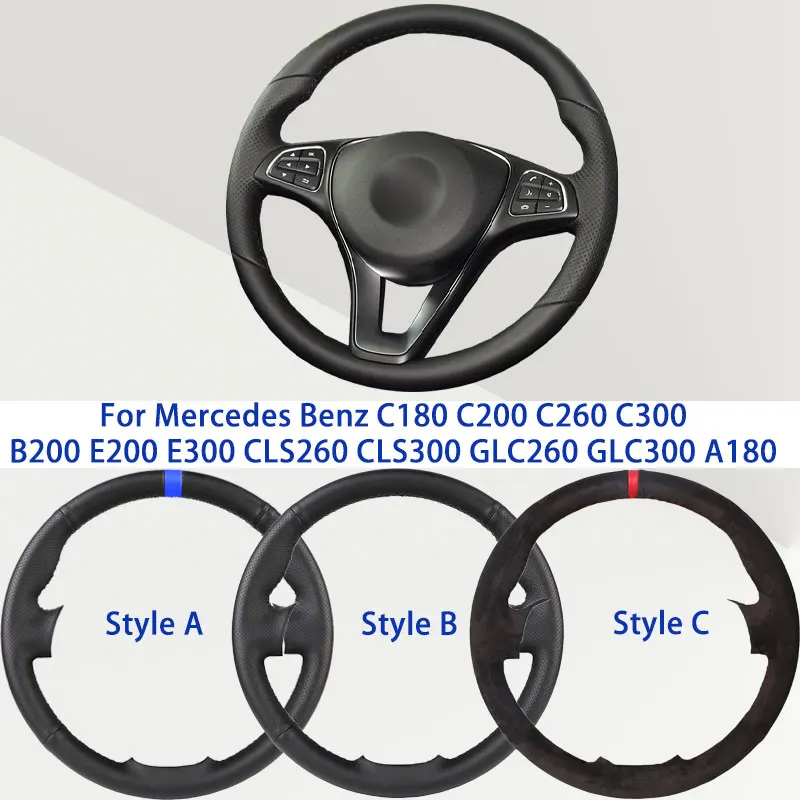 

Microfiber Synthetic Leather Car Steering Wheel Cover For Mercedes Benz C180 200 260 300 B200 E200 300 CLS260 300 GLC260 300