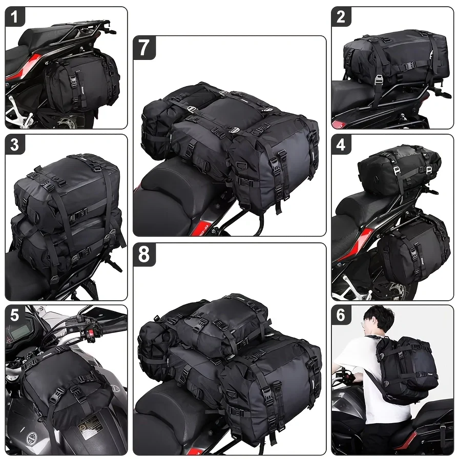 Waterproof Motorcycle Bumpers Bag 10L 20L 30L Luggage Pack Multi-Function Motorbike Saddle Rack Trunk Luggage Bags