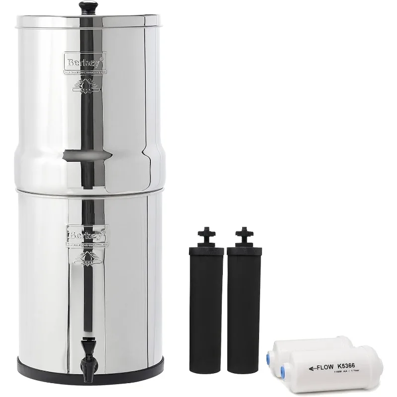 

Система фильтрации воды Royal Berkey Gravity-Fed, 3,25 галлона, с 2 элементами Black Berkey, 2 фторами Berkey PF-2 и Arsenic