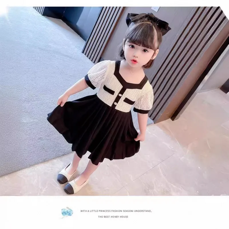 

Girls' Short-Sleeved Dress Summer Clothes New Fashionable Western Style Lace Girls' Dress Fashion23232