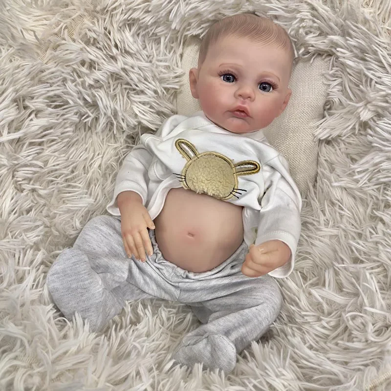 

48CM Full Vinly Body BOY Meadow Lifelike Newborn Baby Reborn Dolls Already Painted 3D Skin with Visible Veins Bebe Reborn Dolls