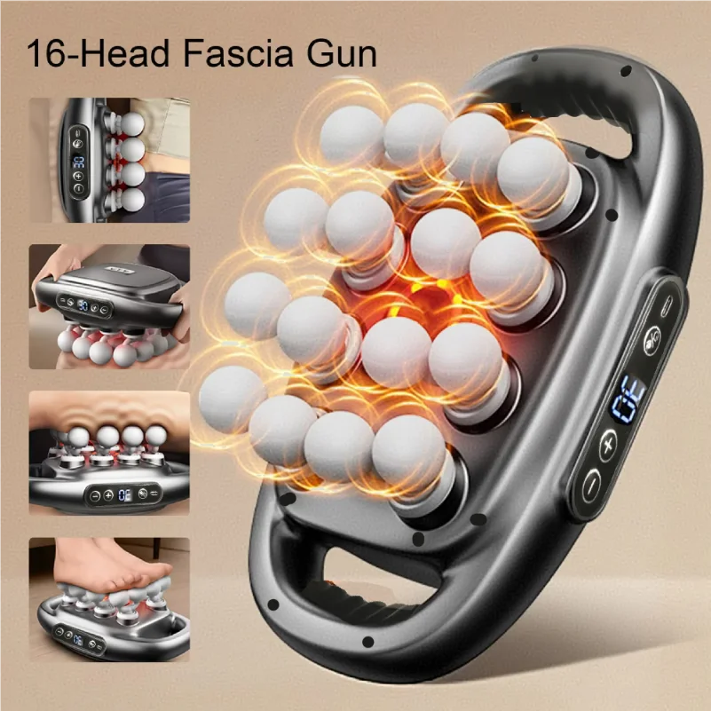 Massager Gun Set Deep Tissue Body Fitness Muscle Electric Relax Massager for Back Shoulders Legs Foot 16 Heads