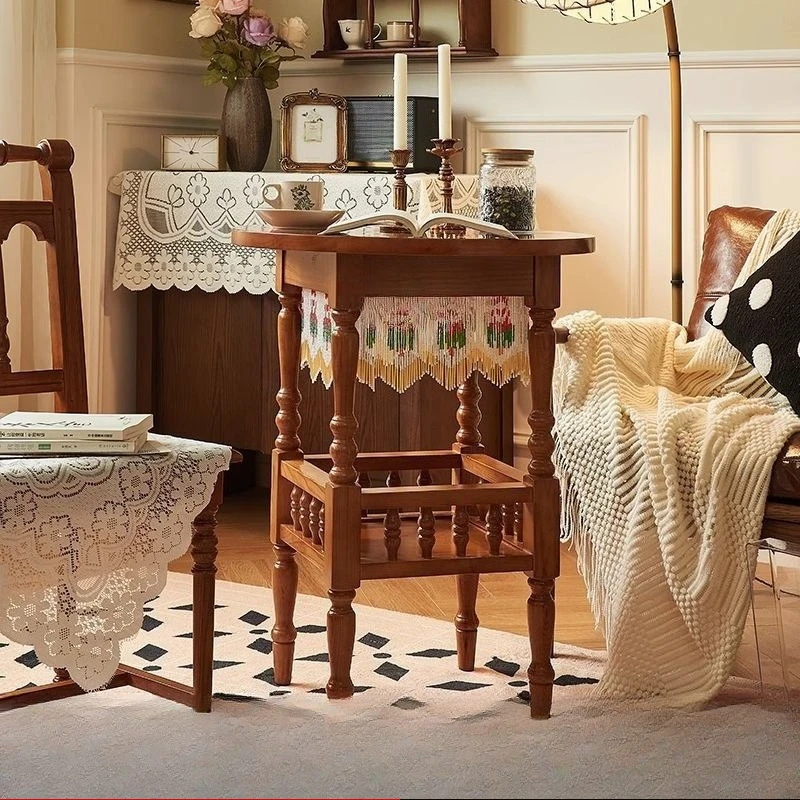 Solid wood edge few high-end artistic sofa side cabinet household living room small coffee table creative bedside table