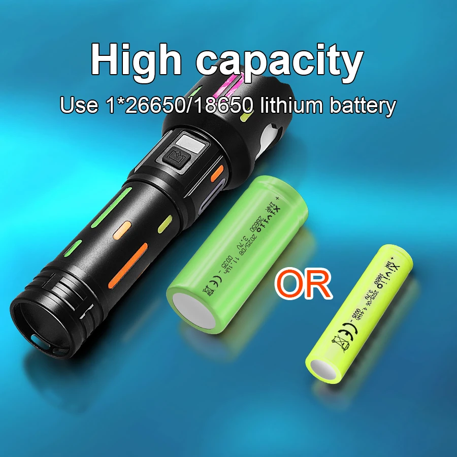 90000000LM Most Powerful LED Flashlight High Power Rechargeable Tactical Torch Long Rang Hand Lamp Outdoor Strong Light Lantern