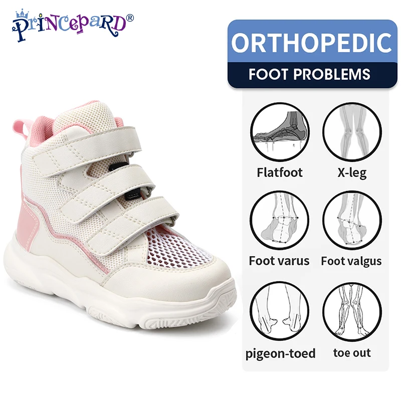 Orthopedic Shoes for Kids Boys School Sports Sneakers with Arch Support Corrective Insoles High Back Breathable Black Trainers