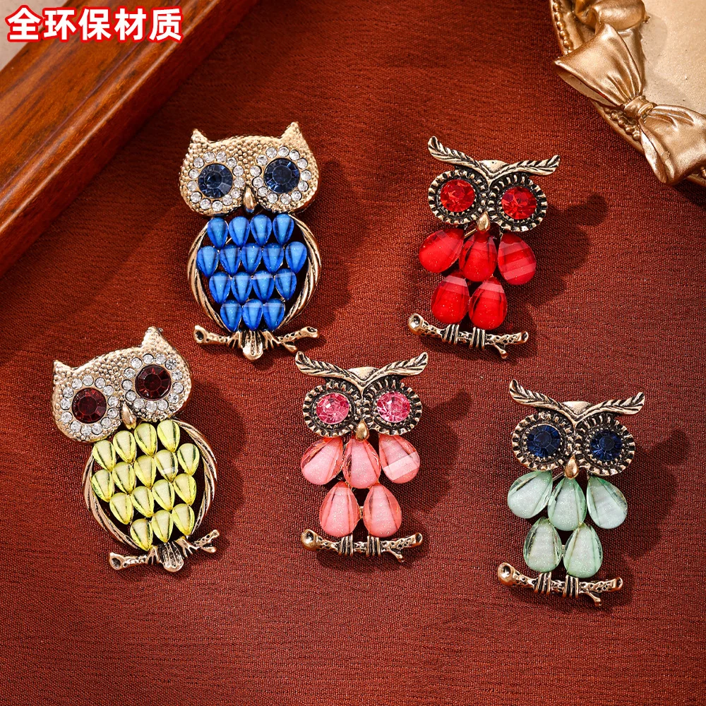 Cross border vintage owl brooch, personalized animal brooch, men's and women's suit cardigan accessories batch - view 3