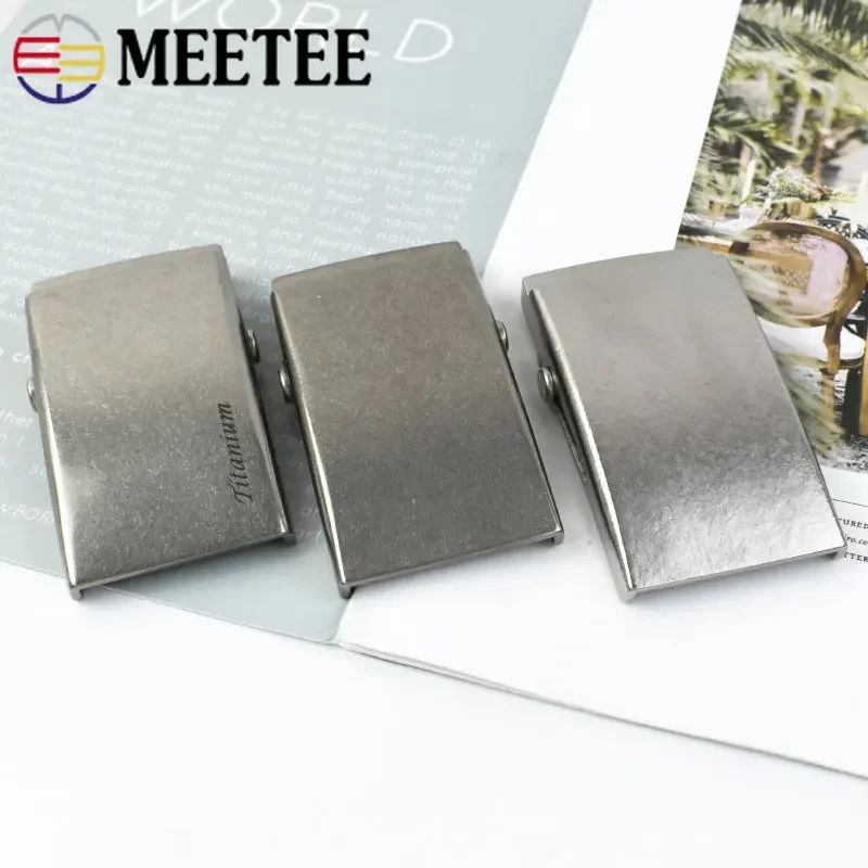 Meetee 1Pc 35/38mm Pure Titanium Belt Buckles Anti-allergy Toothless Roller Automatic Buckle Belts Head Clasp DIY Leather Craft