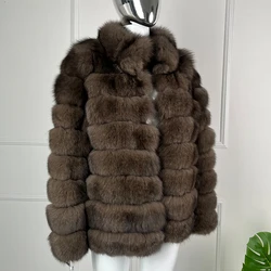 Womens Fur Coats Short Natural Fox Fur Jacket With Lapel Luxury Fur Coat Best Selling Genuine Fox Fur