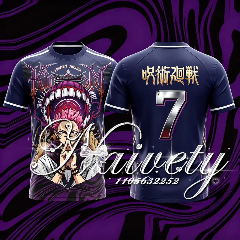 New Summer Jujutsu Kaisen Ryomen Sukuna 3D Print Soccer Jersey Unisex Loose Quick Dry Sports Training Short Sleeve Tops Y2k