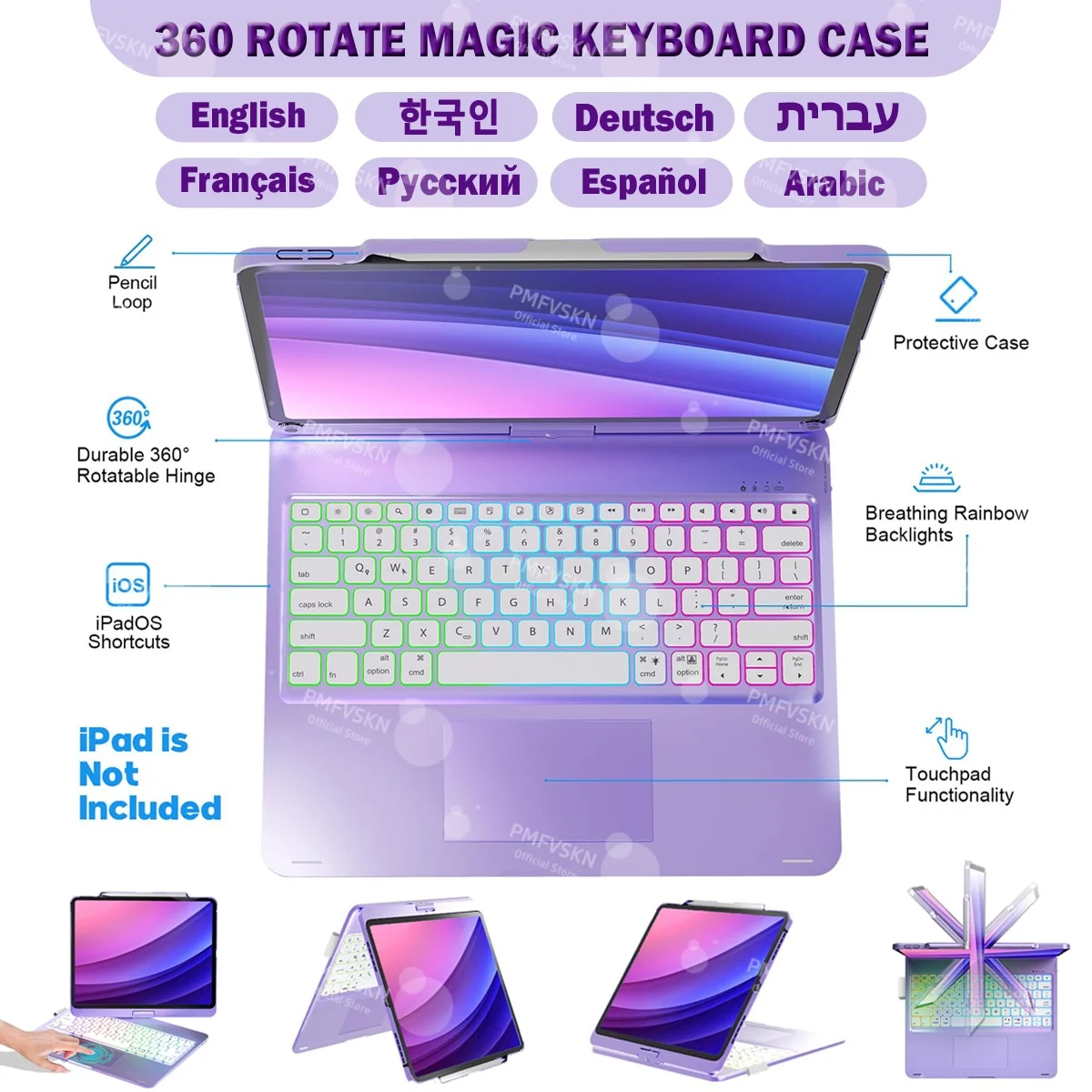 �y�Z�[�����z360 °   iPad Pro 11�C���`/12.9�C���`�i2018-2022�j�APro 13�C���`�iM4/M5�j�AiPad Air 11�C���`/13�C���`�iAir 5/4�j�AiPad ��11����iA16�j�A��10����p�}�W�b�N�L�[�{�[�h �^�u���b�g�P�[�X