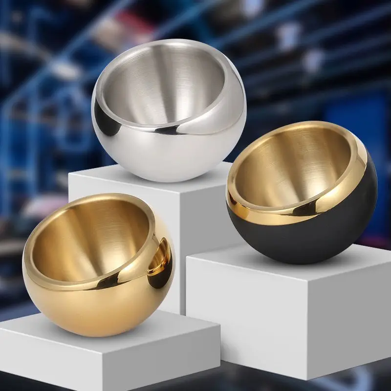 Stainless Steel Diagonal Bowl Hotel Buffet Restaurant Seasoning Bowl Bar KTV Snacks Household Double-layer Insulation Bowl