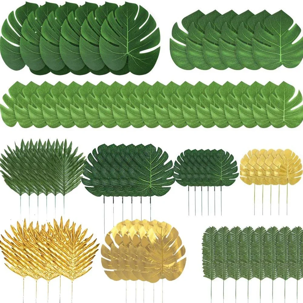 

Artificial Tropical Leaves Hawaiian Luau Jungle Safari Animal Theme Party Supplies Birthday Wedding Shower Decoration