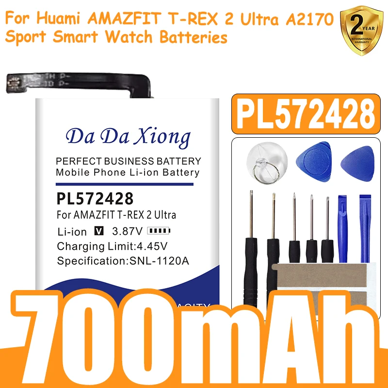

DaDaXiong PL572428 3.87V 700mAh Battery For Huami T-REX 2 T-REX Ultra Watch Battery + tools
