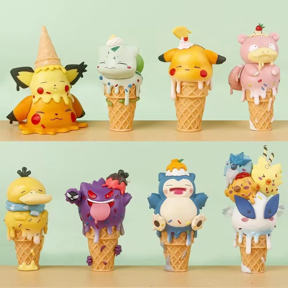 Figurine Pokemon crème glacée Pikachu bête stupide Geng fantôme trois poulets magique bébé boîte aveugle Figure modèle décoration cadeau