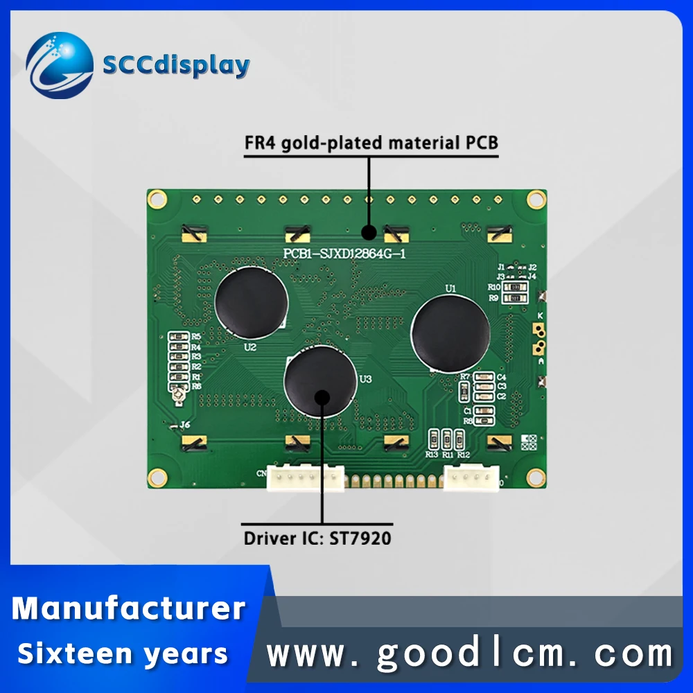 Manufacturer's production SJXD12864G-1 Monochrome 128*64 dot matrix LCM display module with Chinese character library