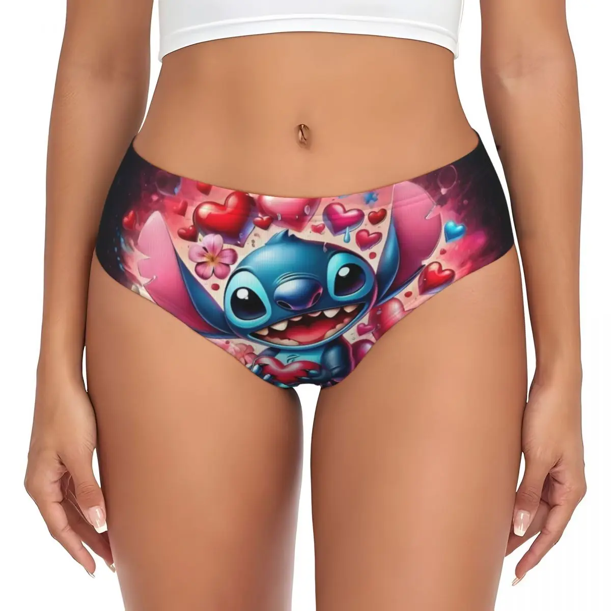 Custom Women Cartoon Lilo And Stitch Brief Panties Female Soft Cute Anime Underwear Underpants
