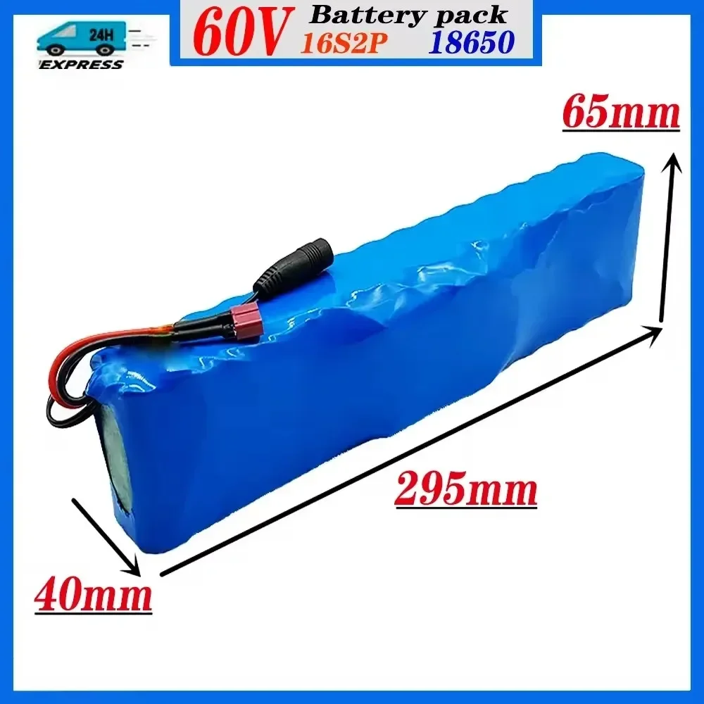 New 18650 60V 1000w 16S2P XT60 Lithium ion Battery Pack 39000mAh For E-bike Electric bicycle Scooter with BMS+charger