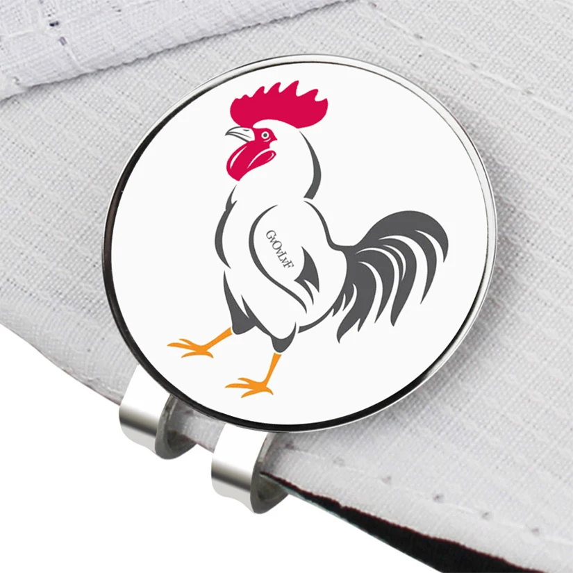 Golf Ball Marker - Rooster pattern Golf Marker with Magnetic Hat Clip Novelty Gift - Gifts for Golf Lovers Golfer Men Friends