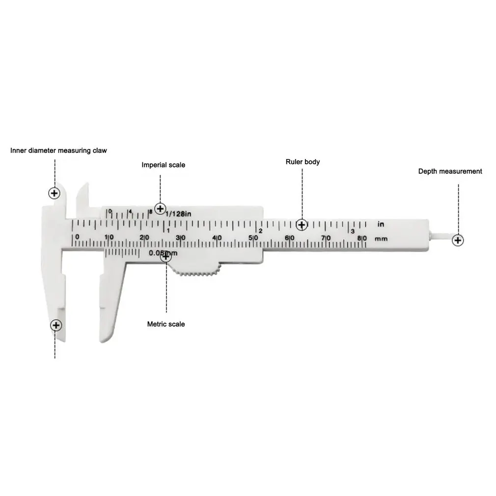 0-80mm podwójna skala suwmiarka z tworzywa sztucznego Mini linijka narzędzie do dokładny pomiar standardowy suwmiarka noniusz