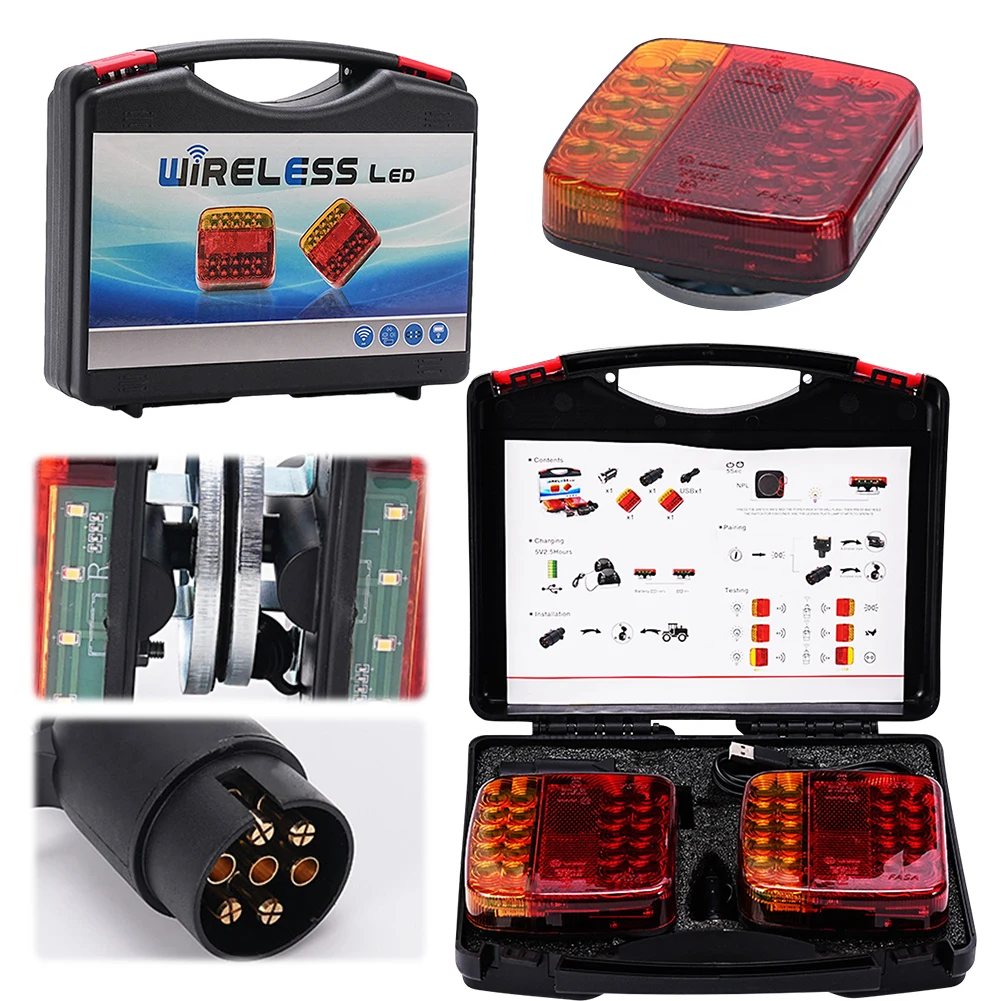 Wireless Trailer Light Towing Truck Light Waterproof Rear Signal Light Warning Light for Bus Caravans Campers Lorry RV