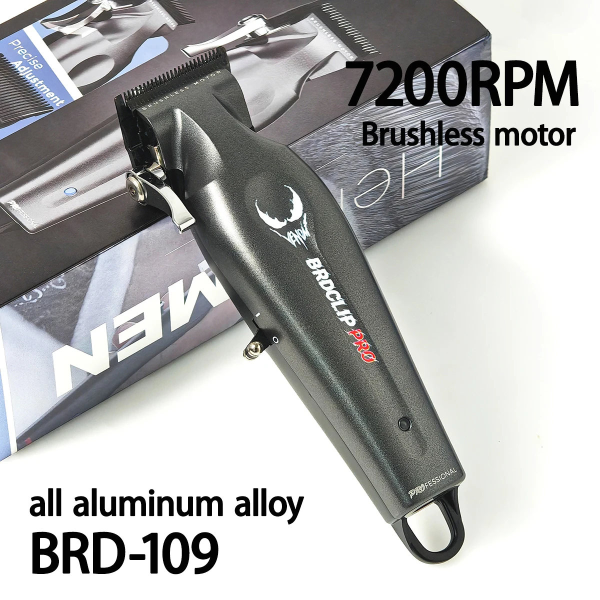 

Профессиональная машинка для стрижки волос BRDCLIP с бесщеточным двигателем 109 7200 об/мин DLC ПОКРЫТЫЕ лезвия для мужчин 3000 мАч аккумулятор Парикмахерская