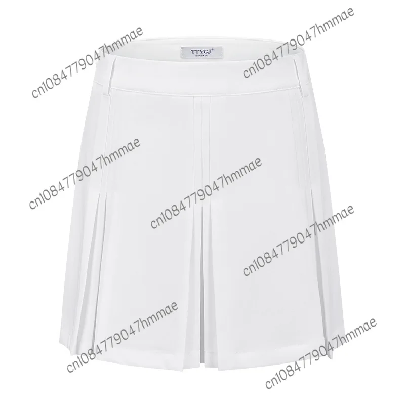 Golf Skirt High Waist A- line Slimming Skirt Double Pleated Skirt Anti-Exposure Exercise