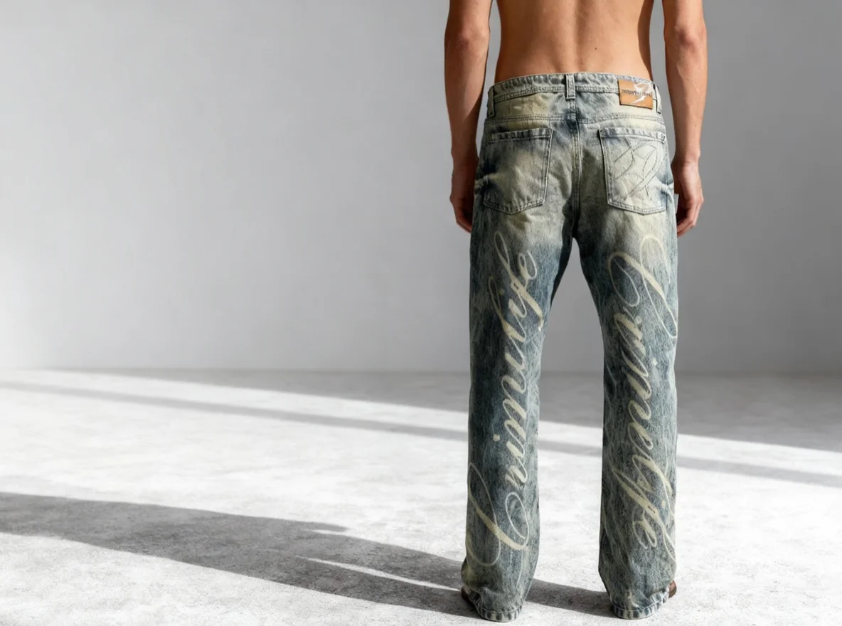 Celana Jeans Biru Y2K dengan Bordir Huruf dan Patch Laba-laba, Pakaian Streetwear Hip-Hop Retro Gothic Unisex Fit Panjang