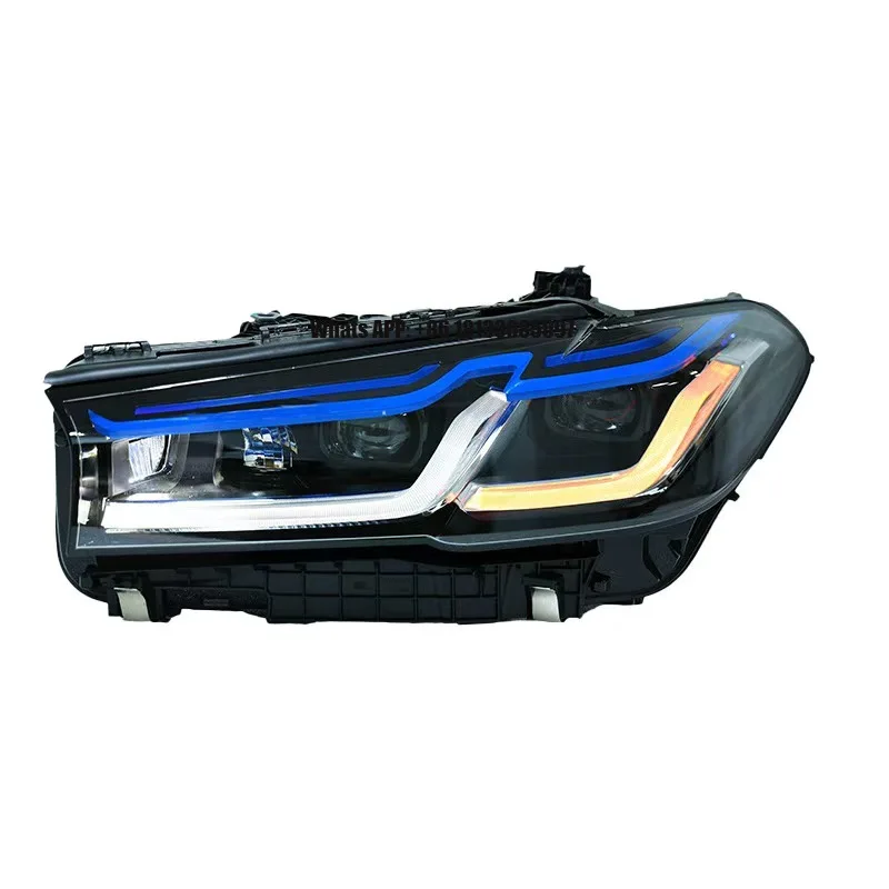 High-End M5 G30 G38 Thunderbolt Model Blue Rims and LED Headlight Assembly with Daytime Running Lights New Condition