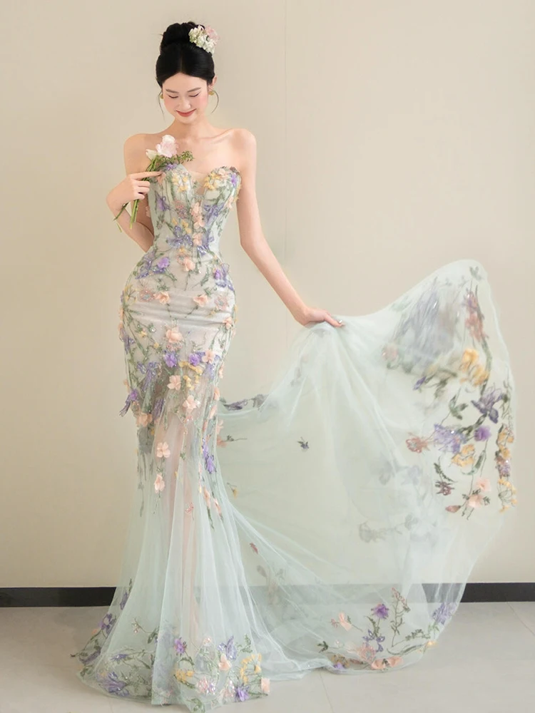 Vestido de Noche Estilo Hada Dulce para Mujer, Vestido de Novia Personalizado para Comunión, Ceremonia de Adultos, Falda de P...