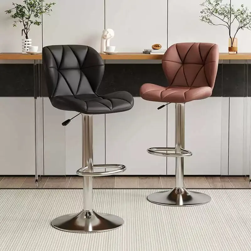 

Modern Simple Panel Bar Stool Comfortable Backrest with Adjustable Height for Home Kitchen Exterior Office Living Room Use